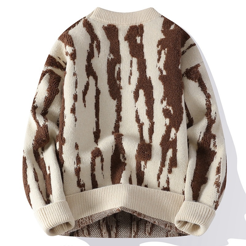 Men's Abstract Pattern Crewneck Knit Sweater