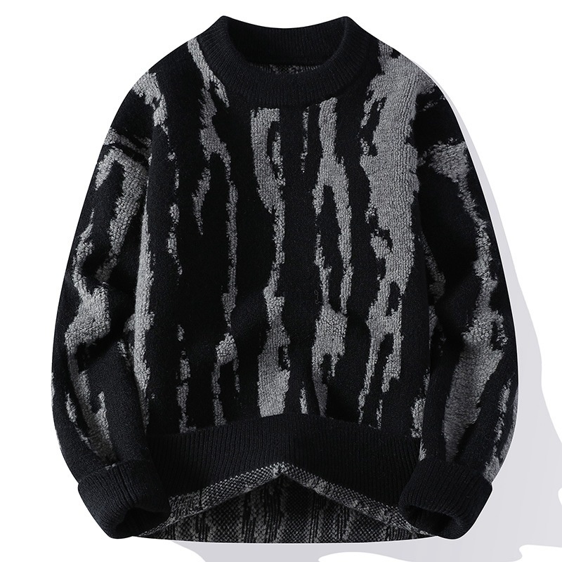 Men's Abstract Pattern Crewneck Knit Sweater