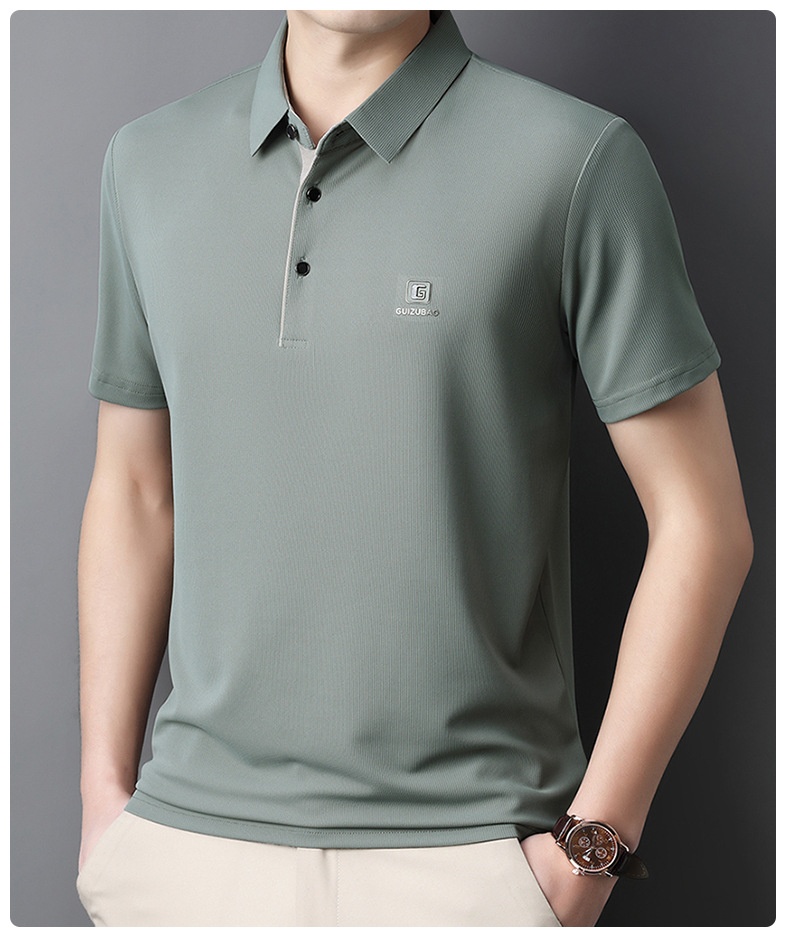 Men's Solid Short Sleeve Button Polo Shirt