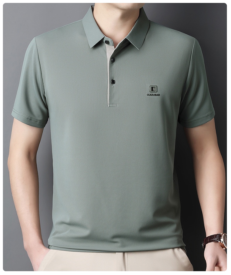 Men's Solid Short Sleeve Button Polo Shirt