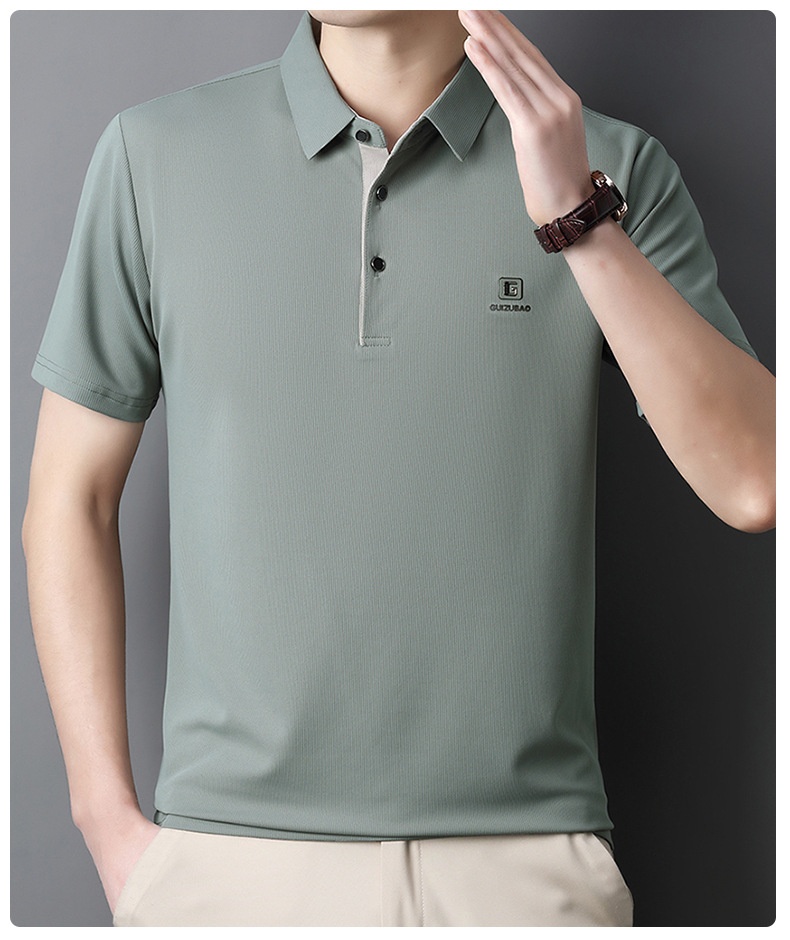 Men's Solid Short Sleeve Button Polo Shirt