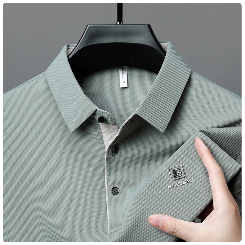 Men's Solid Short Sleeve Button Polo Shirt