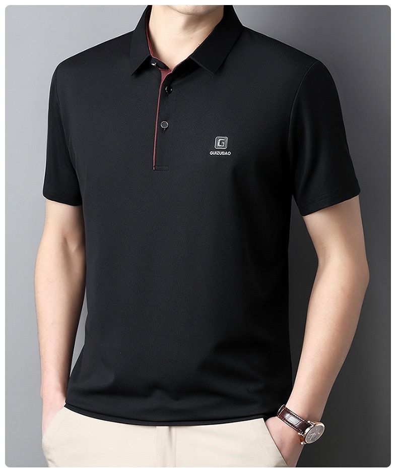 Men's Solid Short Sleeve Button Polo Shirt
