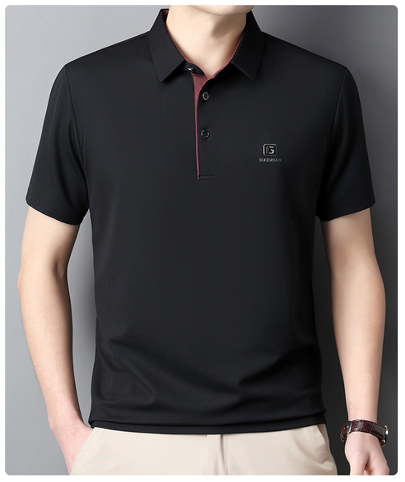 Men's Solid Short Sleeve Button Polo Shirt