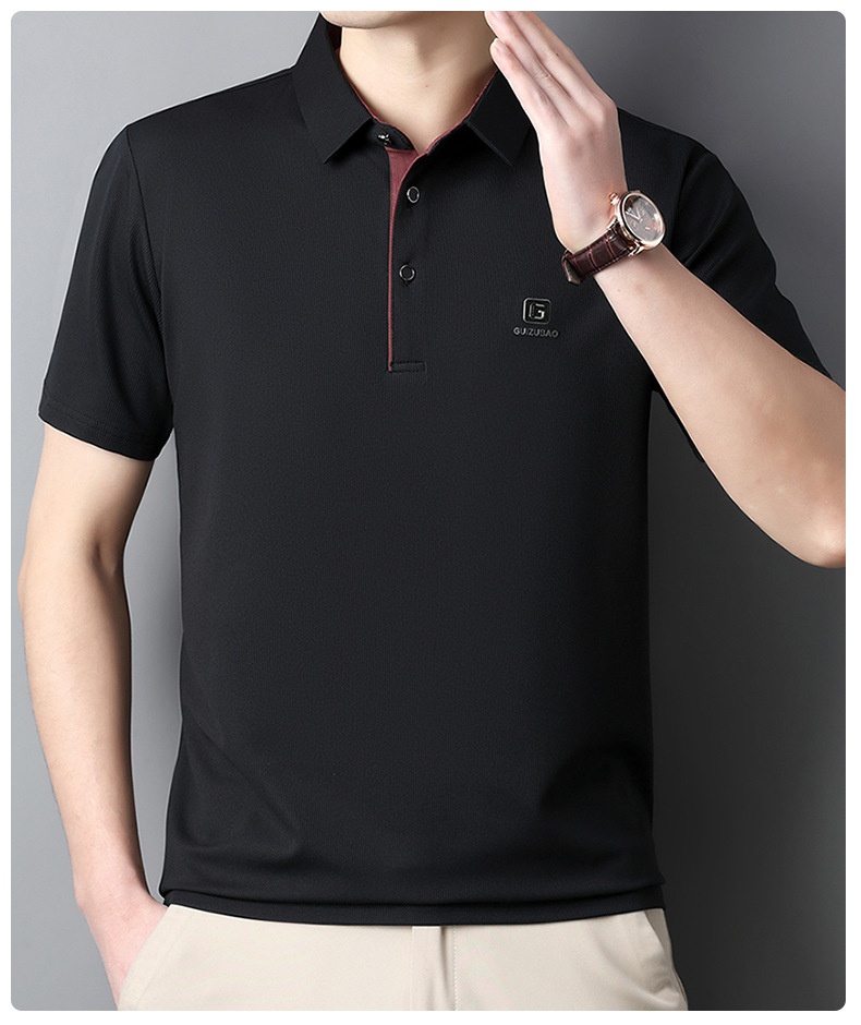 Men's Solid Short Sleeve Button Polo Shirt