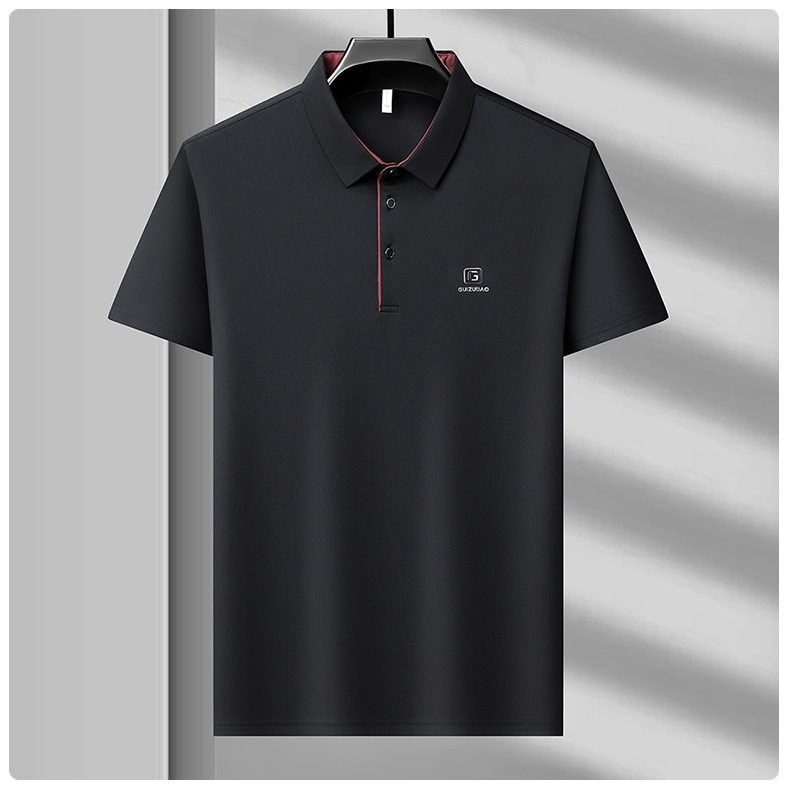 Men's Solid Short Sleeve Button Polo Shirt
