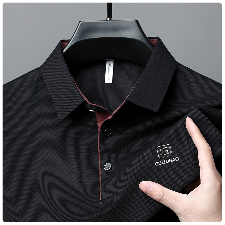 Men's Solid Short Sleeve Button Polo Shirt