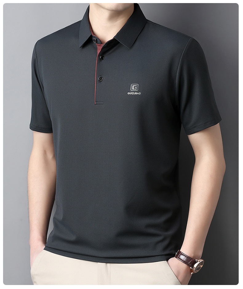 Men's Solid Short Sleeve Button Polo Shirt