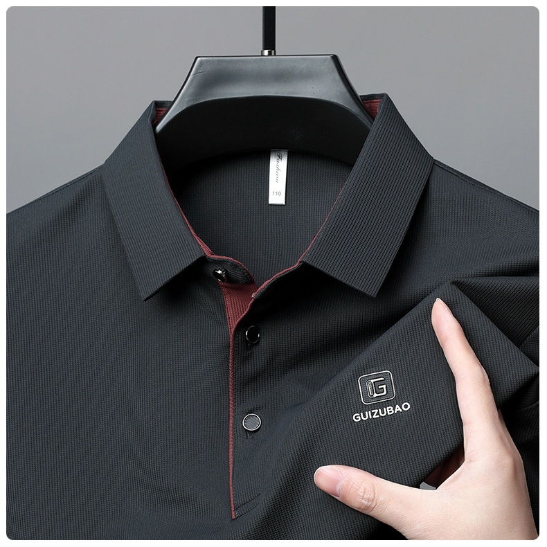 Men's Solid Short Sleeve Button Polo Shirt