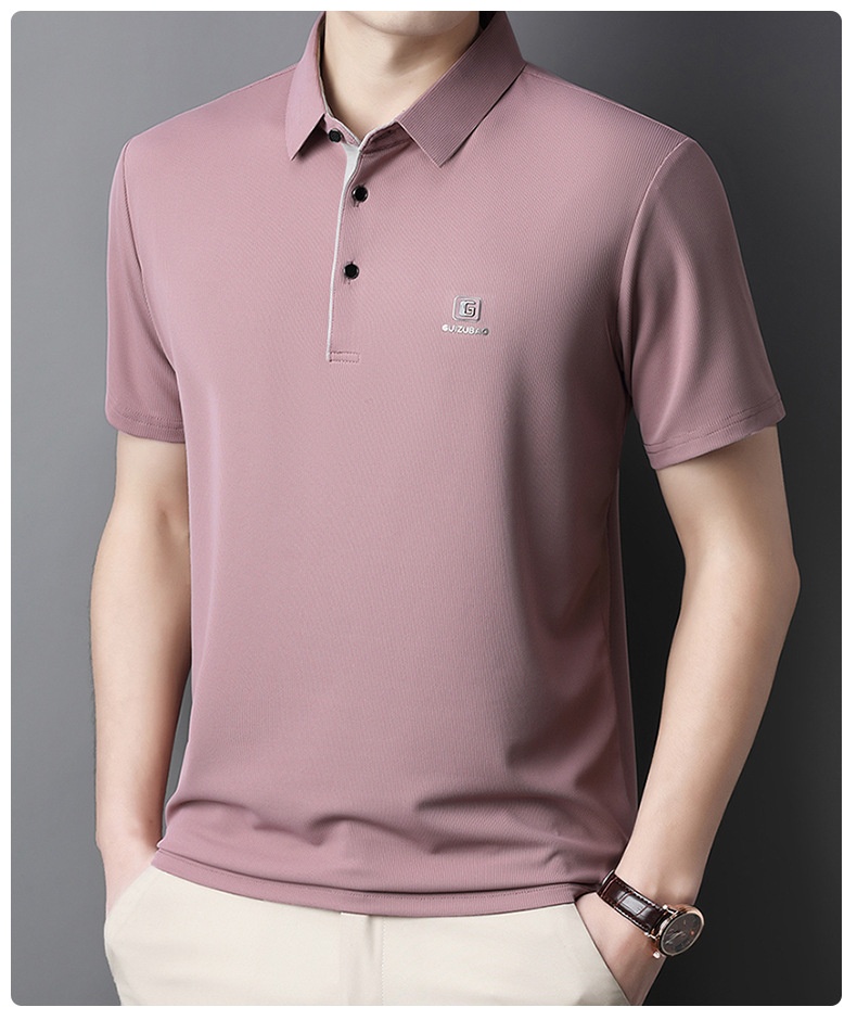 Men's Solid Short Sleeve Button Polo Shirt