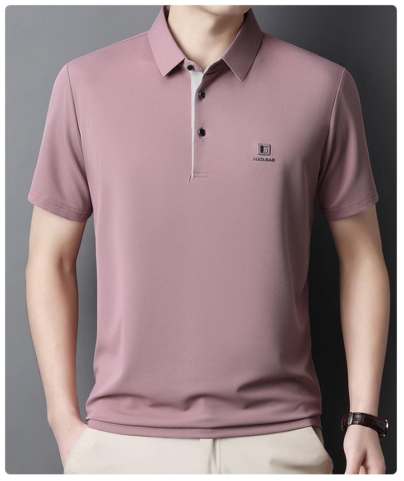 Men's Solid Short Sleeve Button Polo Shirt