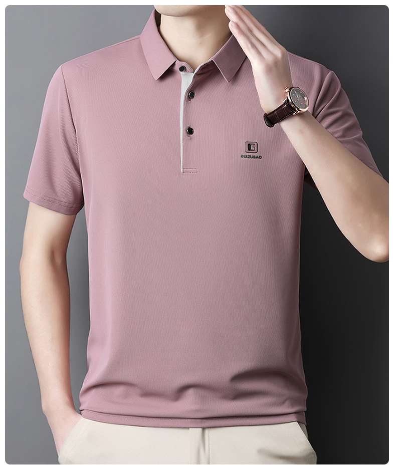 Men's Solid Short Sleeve Button Polo Shirt