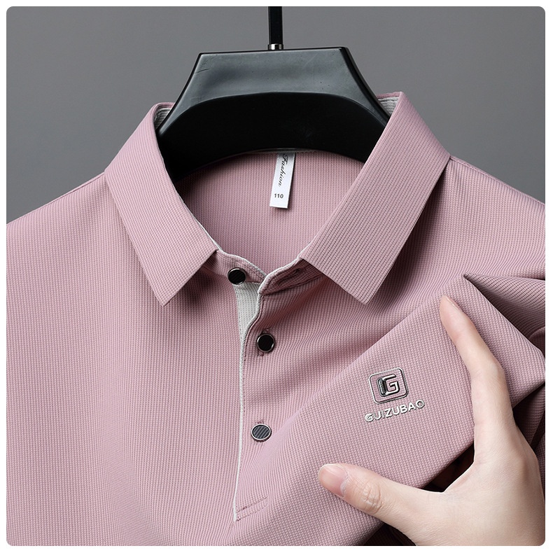 Men's Solid Short Sleeve Button Polo Shirt