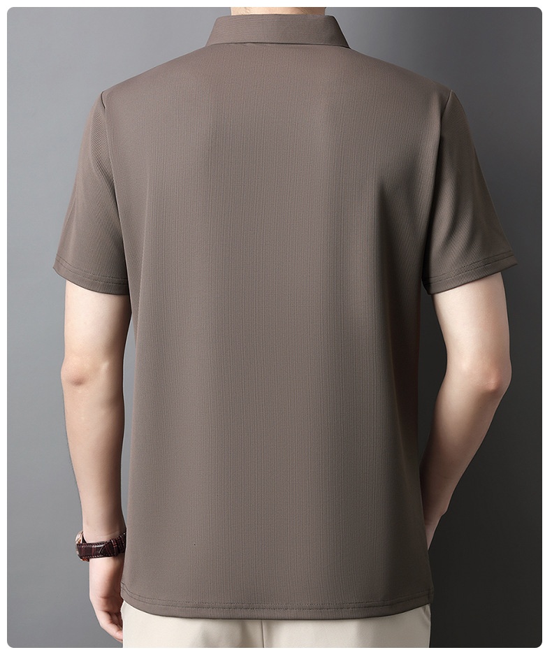 Men's Solid Short Sleeve Button Polo Shirt