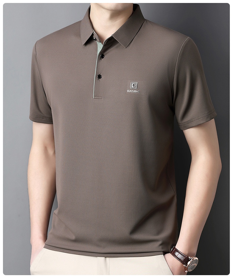 Men's Solid Short Sleeve Button Polo Shirt