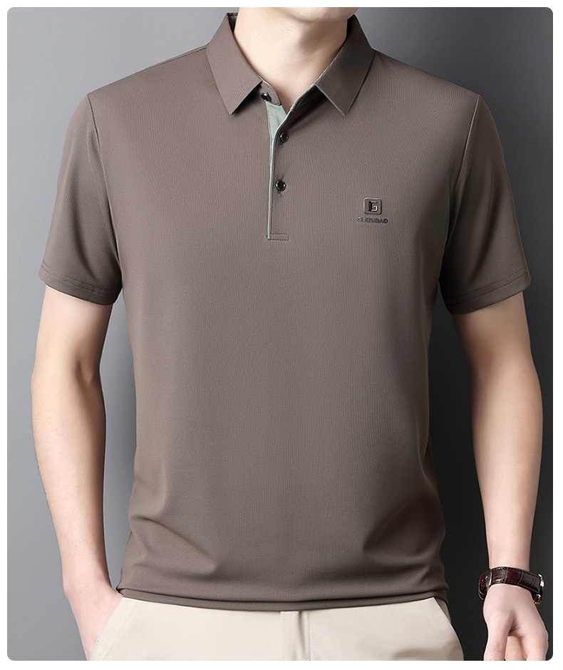 Men's Solid Short Sleeve Button Polo Shirt