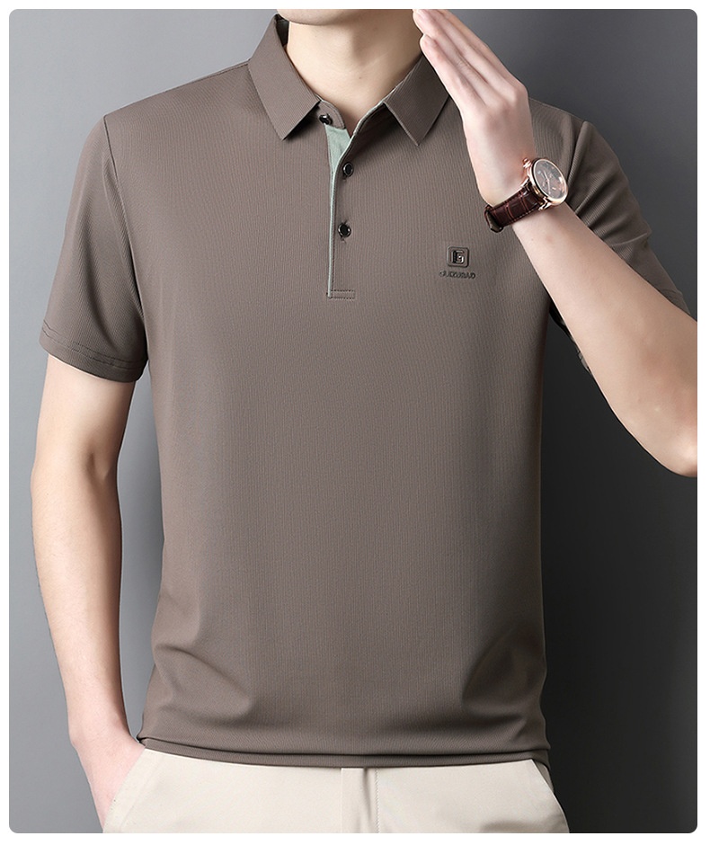 Men's Solid Short Sleeve Button Polo Shirt