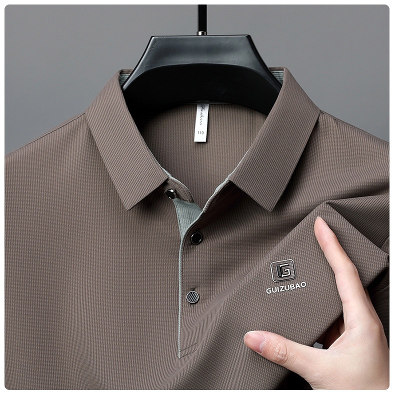 Men's Solid Short Sleeve Button Polo Shirt