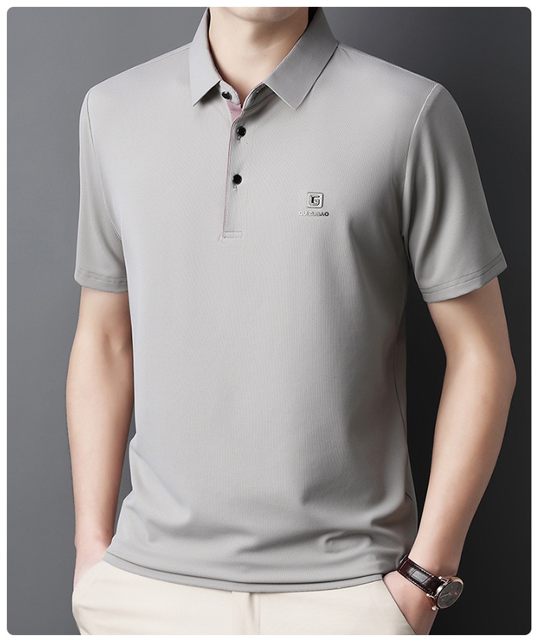 Men's Solid Short Sleeve Button Polo Shirt