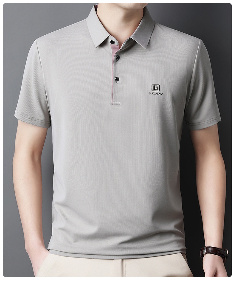 Men's Solid Short Sleeve Button Polo Shirt