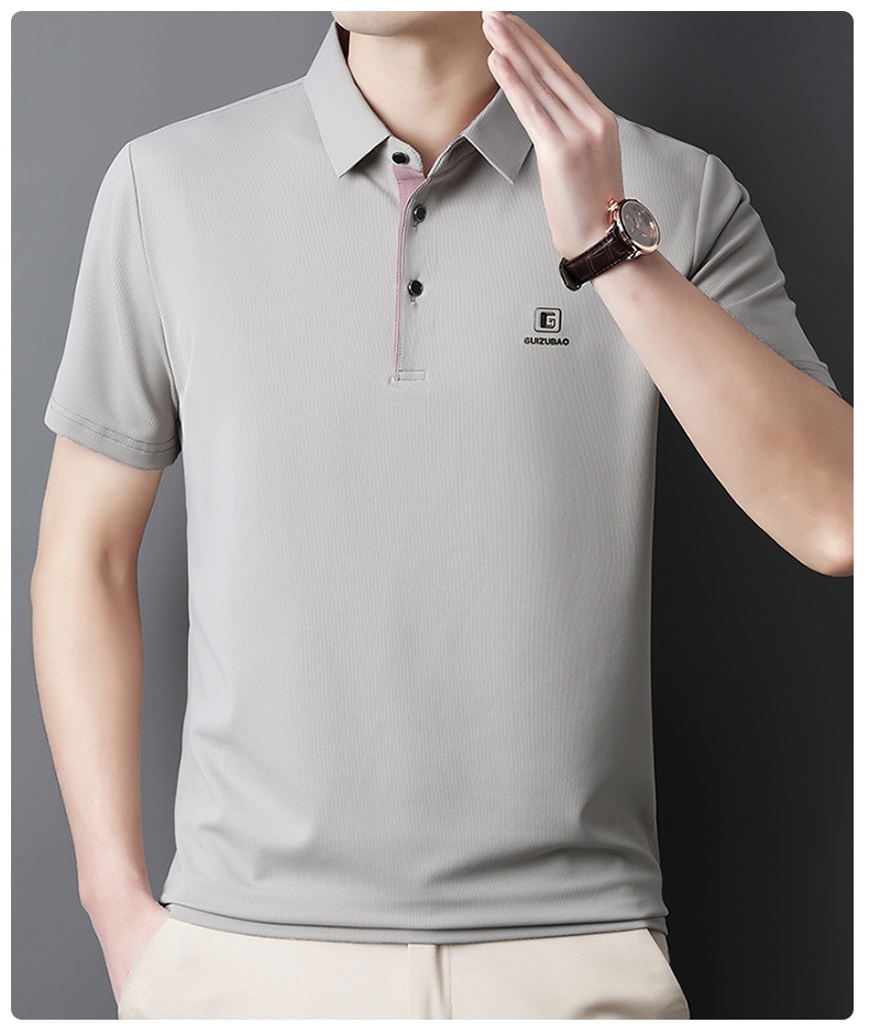 Men's Solid Short Sleeve Button Polo Shirt