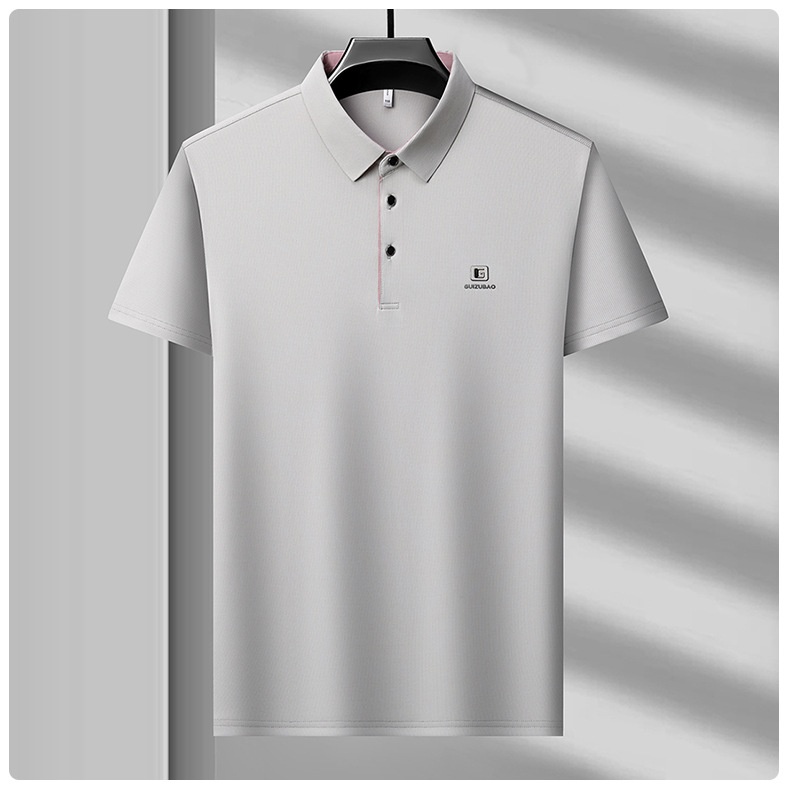 Men's Solid Short Sleeve Button Polo Shirt