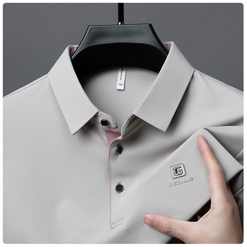 Men's Solid Short Sleeve Button Polo Shirt