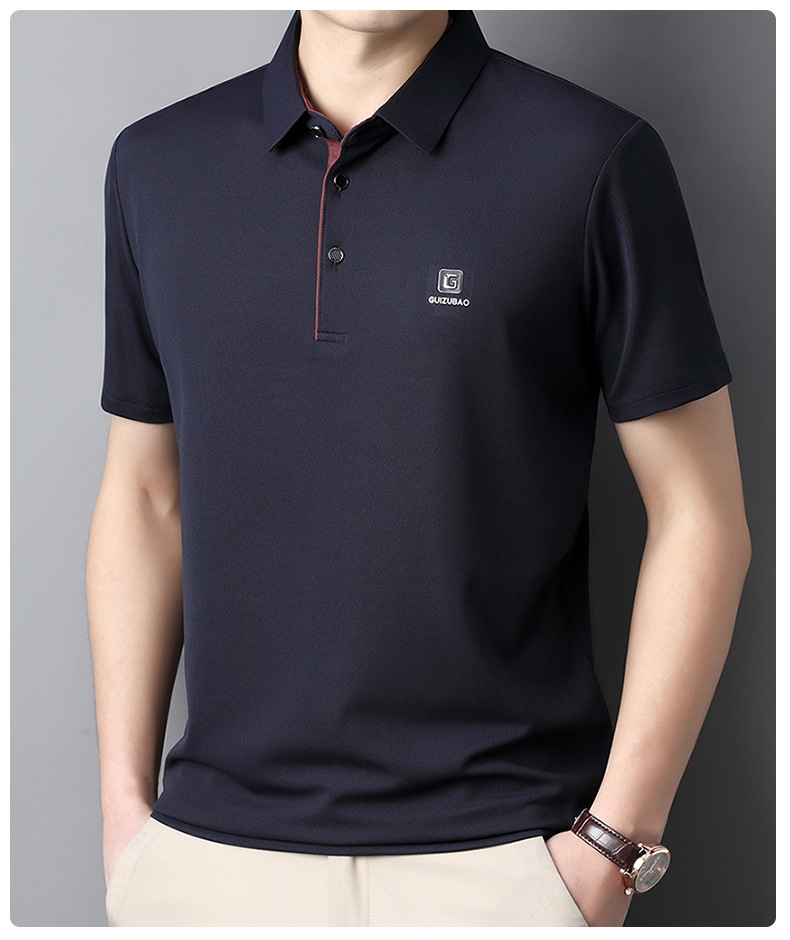 Men's Solid Short Sleeve Button Polo Shirt