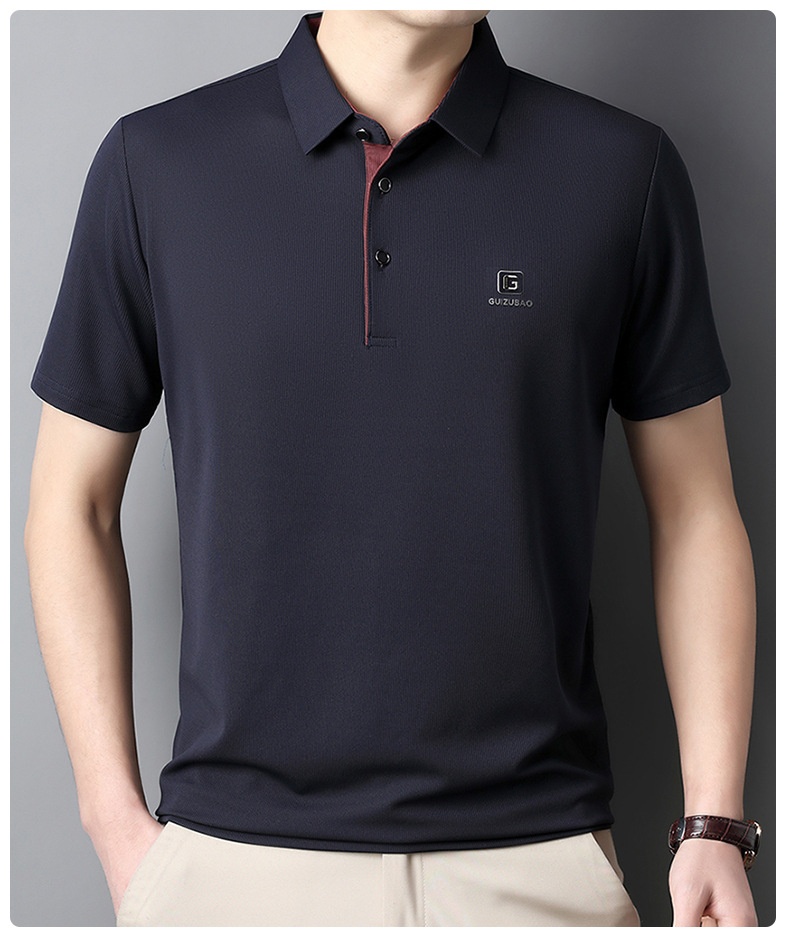 Men's Solid Short Sleeve Button Polo Shirt