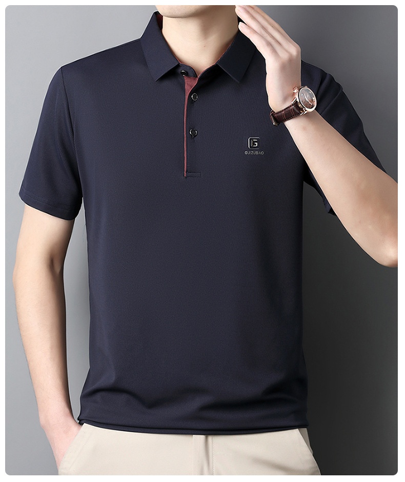 Men's Solid Short Sleeve Button Polo Shirt