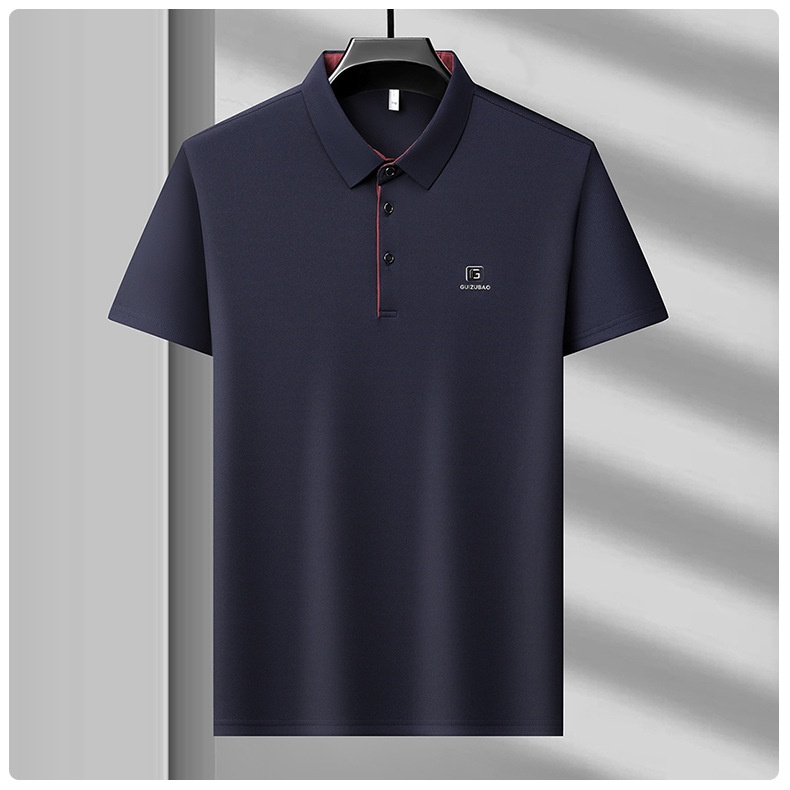 Men's Solid Short Sleeve Button Polo Shirt