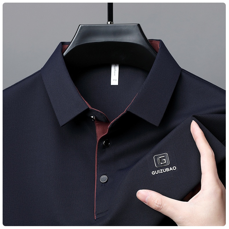 Men's Solid Short Sleeve Button Polo Shirt