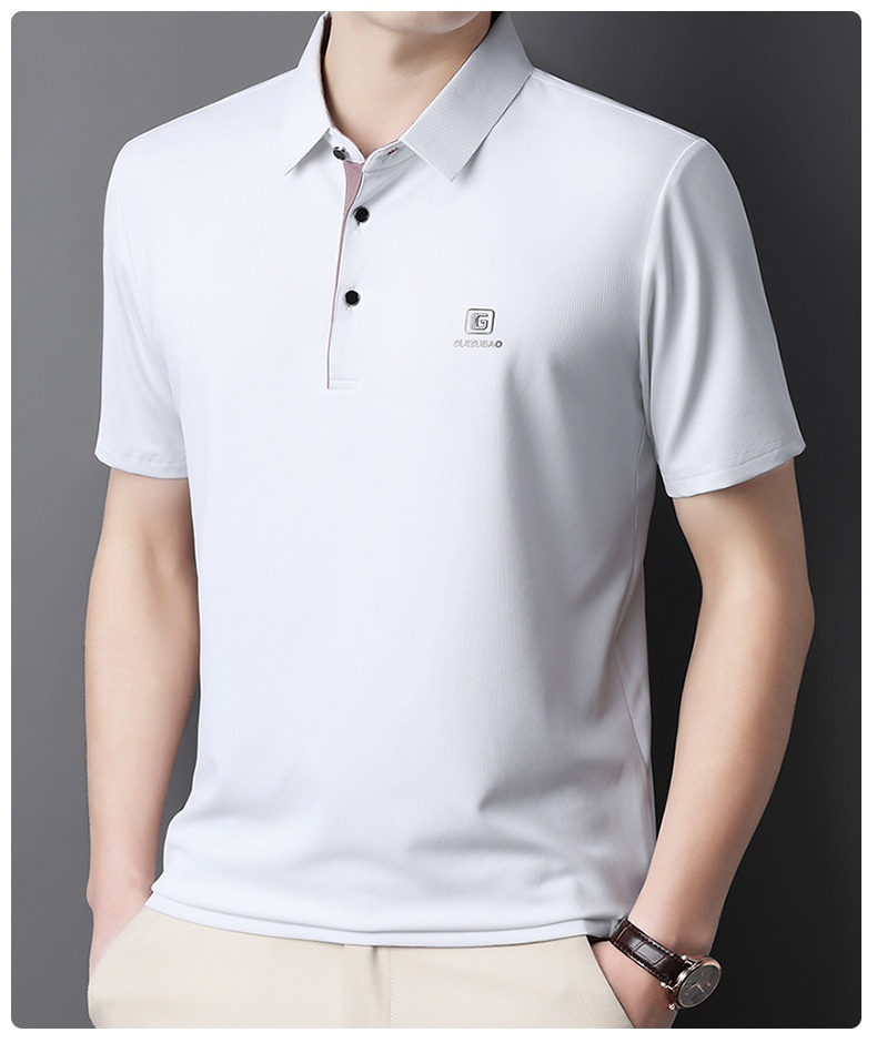 Men's Solid Short Sleeve Button Polo Shirt