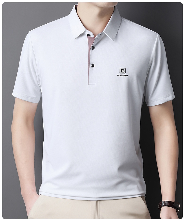Men's Solid Short Sleeve Button Polo Shirt