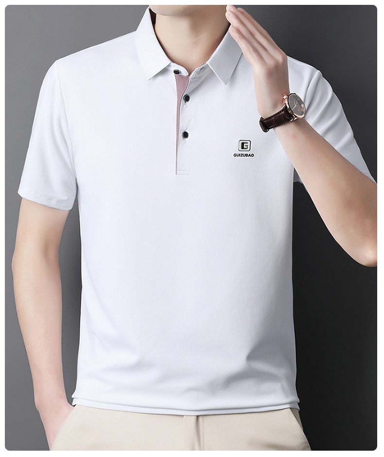 Men's Solid Short Sleeve Button Polo Shirt