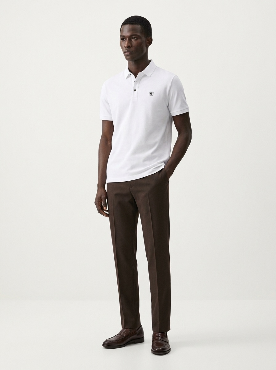 Men's Solid Short Sleeve Button Polo Shirt