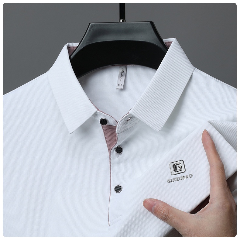 Men's Solid Short Sleeve Button Polo Shirt
