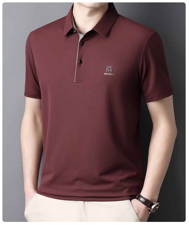 Men's Solid Short Sleeve Button Polo Shirt