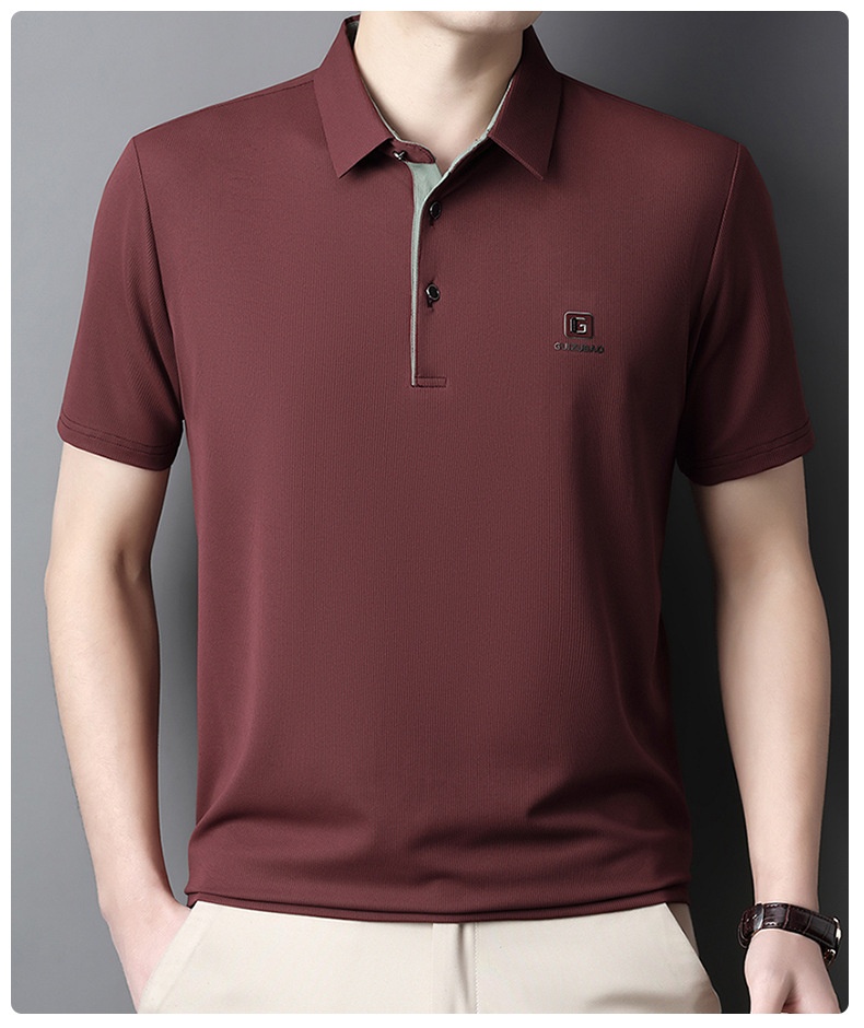 Men's Solid Short Sleeve Button Polo Shirt