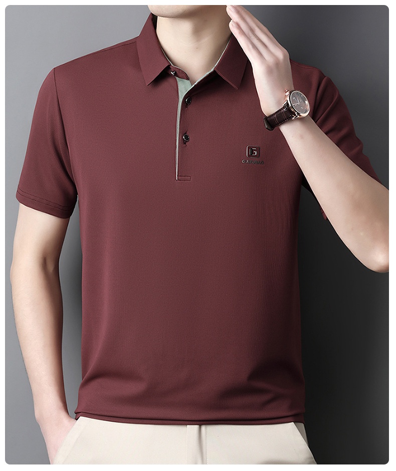 Men's Solid Short Sleeve Button Polo Shirt