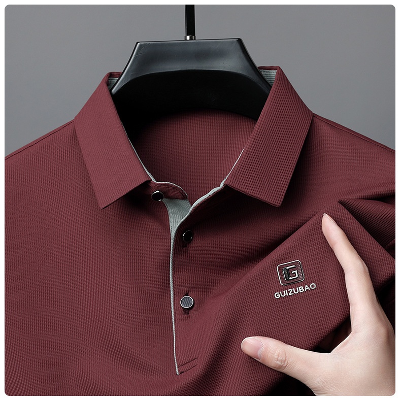 Men's Solid Short Sleeve Button Polo Shirt