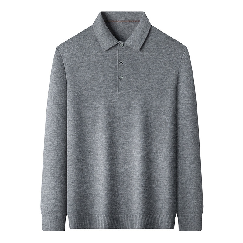 Men's Long Sleeve Knit Polo Shirt Sweater