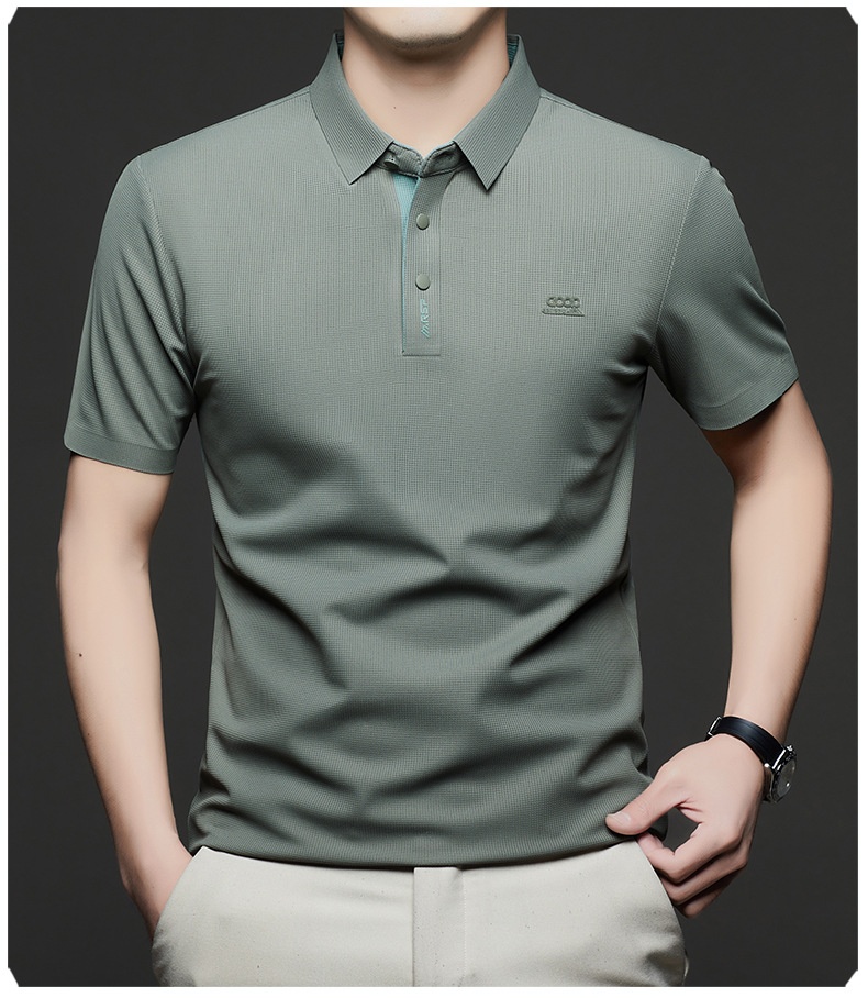 Men's Waffle Knit Short Sleeve Polo Shirt