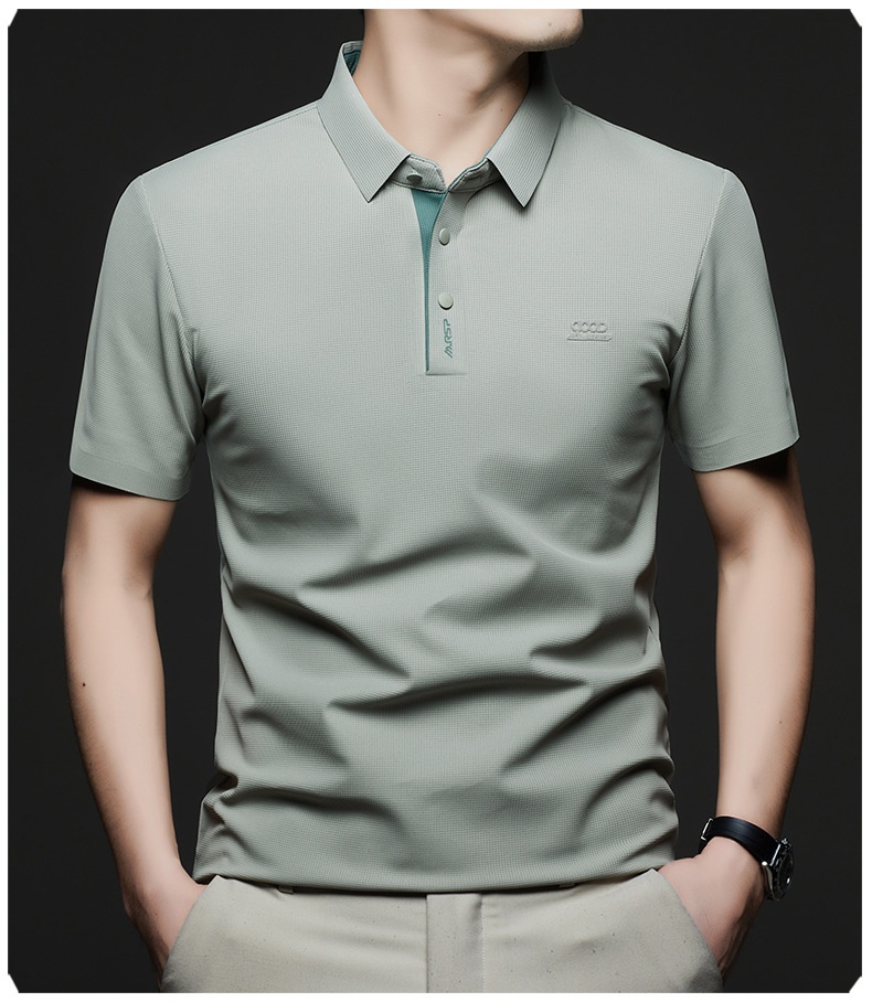Men's Waffle Knit Short Sleeve Polo Shirt