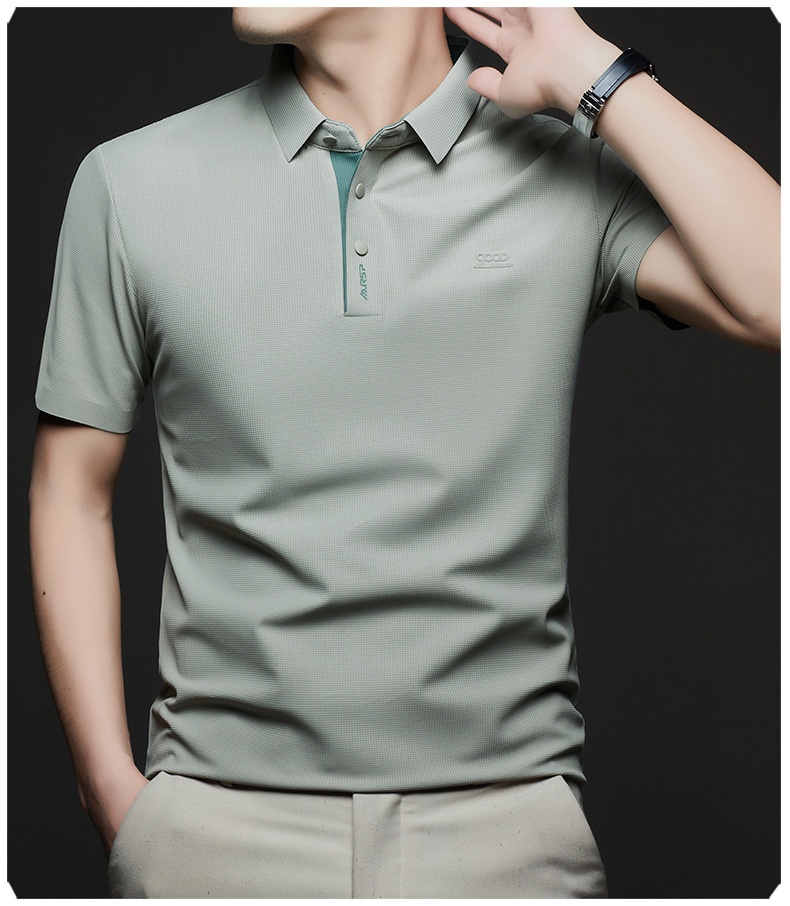 Men's Waffle Knit Short Sleeve Polo Shirt