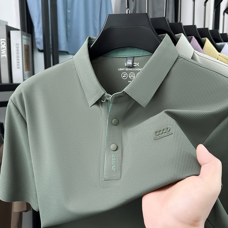 Men's Waffle Knit Short Sleeve Polo Shirt