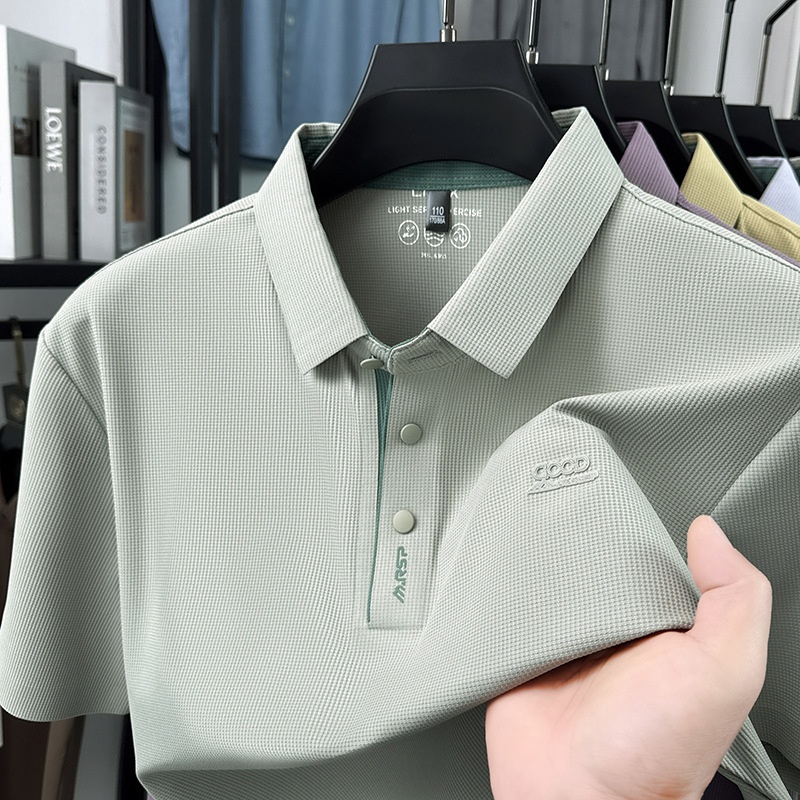 Men's Waffle Knit Short Sleeve Polo Shirt