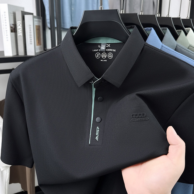 Men's Waffle Knit Short Sleeve Polo Shirt