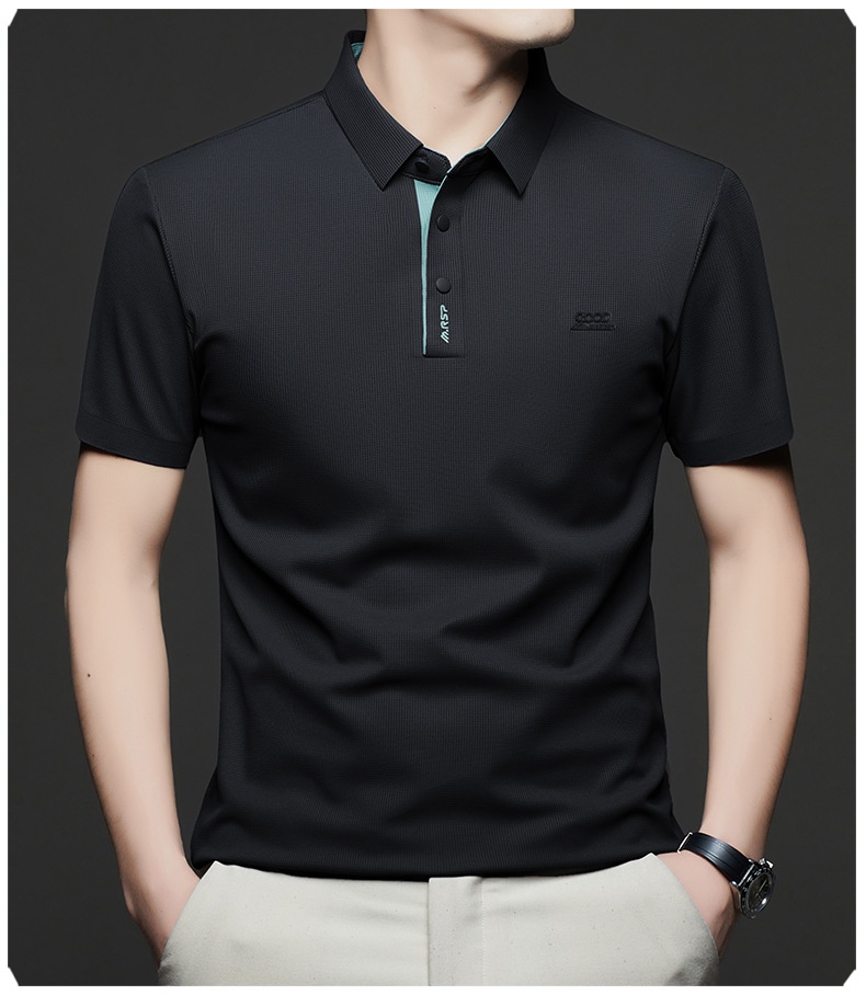 Men's Waffle Knit Short Sleeve Polo Shirt