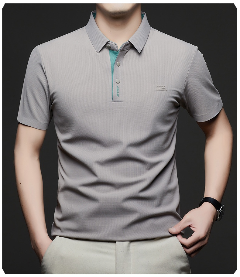 Men's Waffle Knit Short Sleeve Polo Shirt